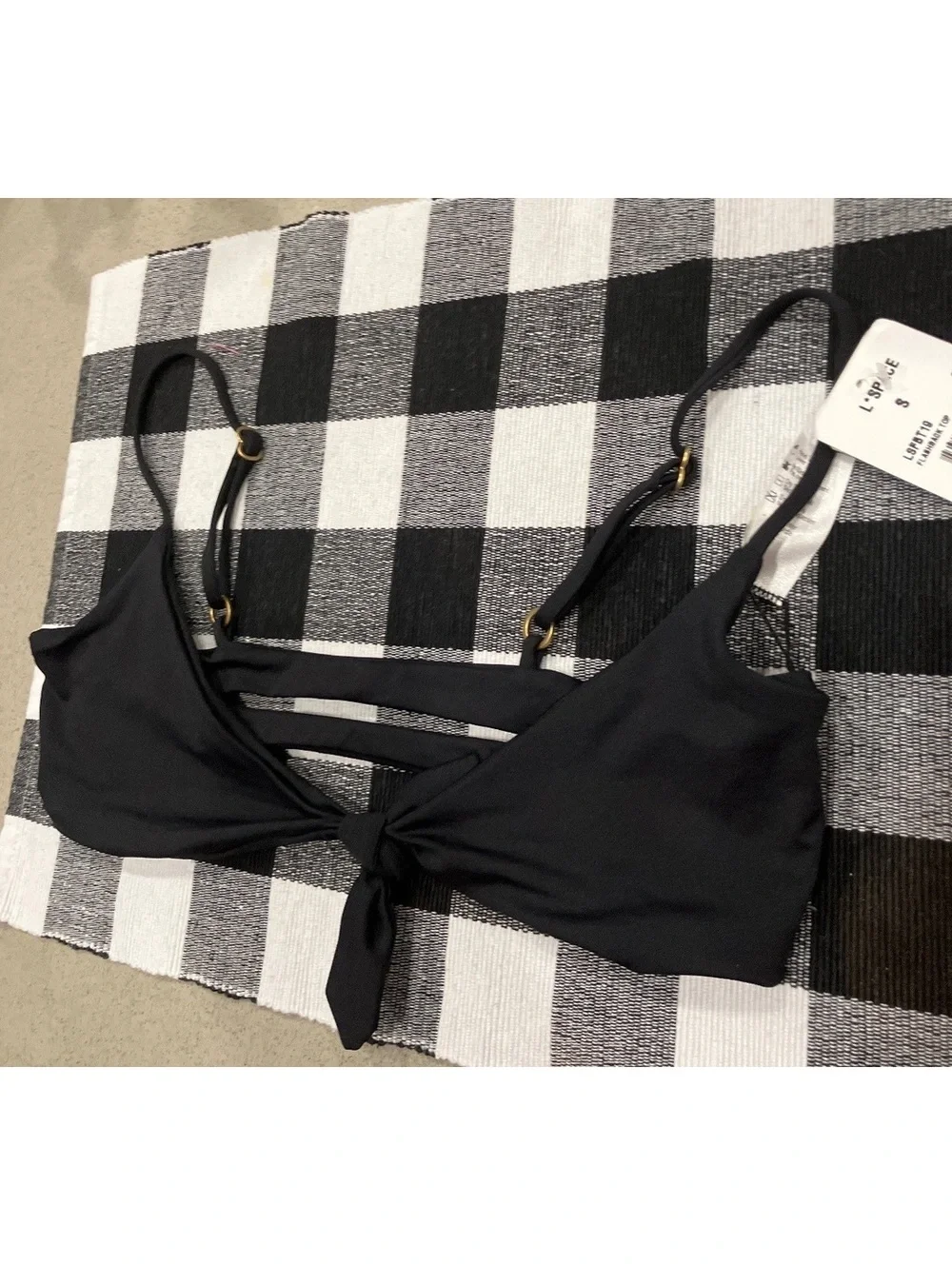 NWT L*Space Flashback Top Black Bikini Swimwear Size Small